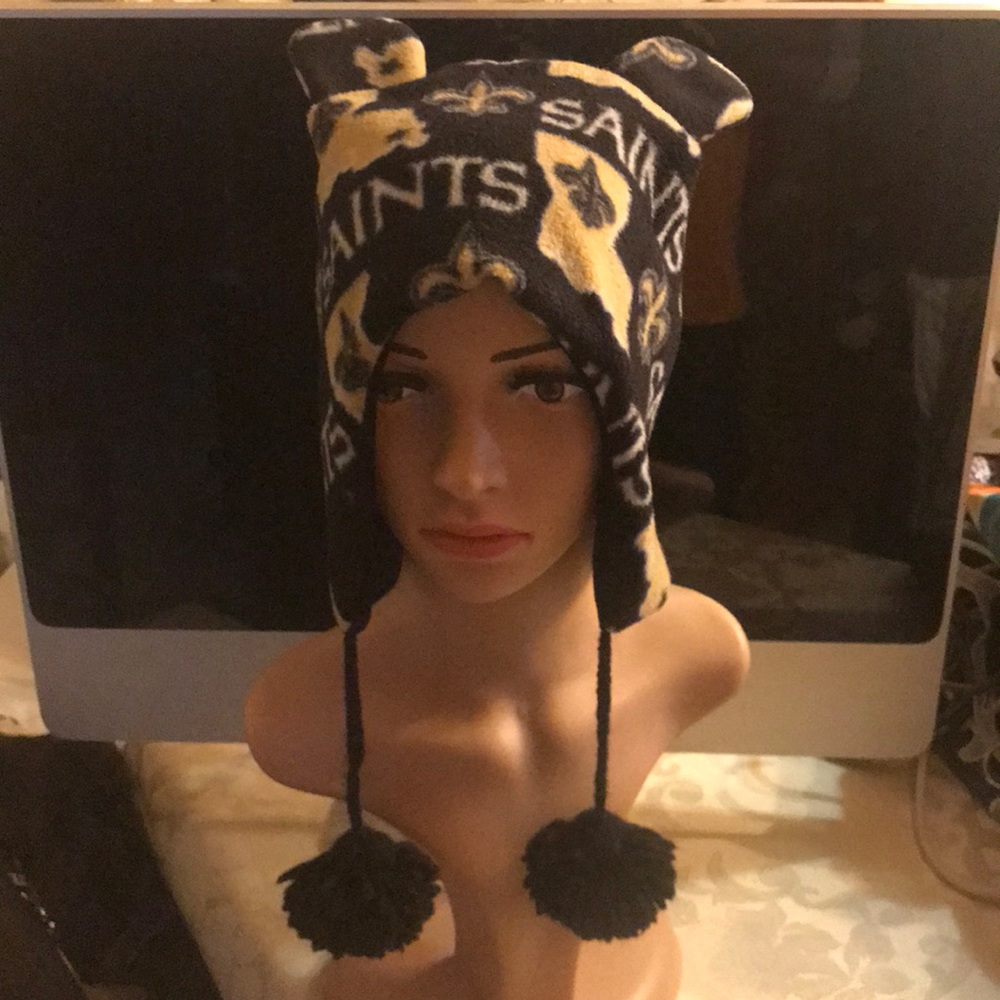 Saints Fleece PomPom Hat With Ears
